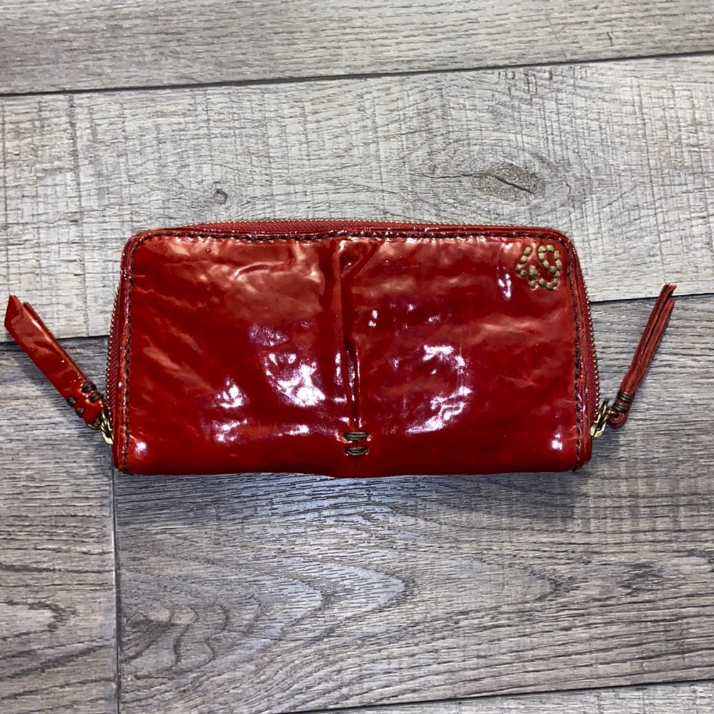 49 Square Miles Deep Red Clingy Zip Around Wallet
